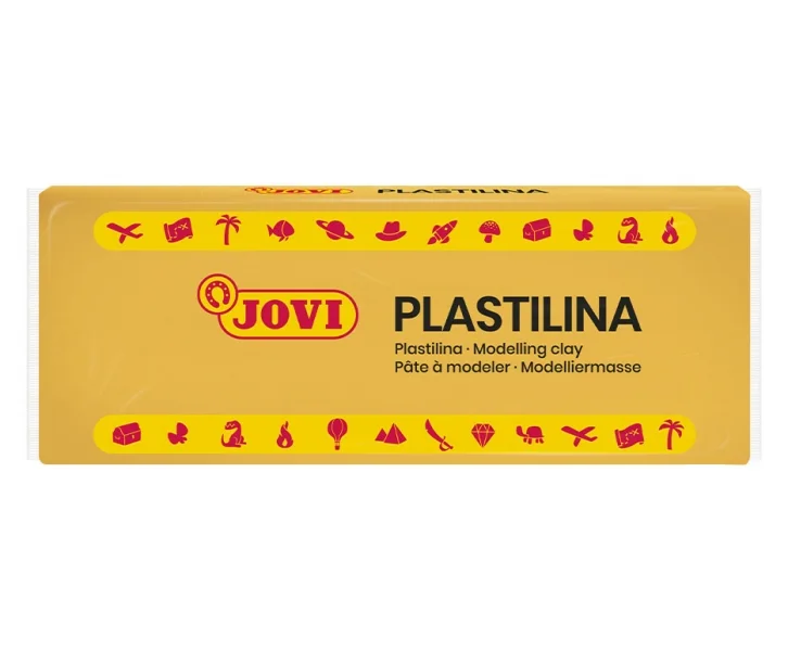 Jovi Caja de 15 Pastillas de Plastilina 150gr - 100% Vegetal - Muy Moldeable - No Se Seca - Sin Gluten - Inocua y No Toxica - Color Amarillo Oscuro