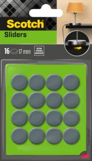 Scotch Move and Protect Pack de 16 Patines Deslizantes Adhesivos - Diametro de 17mm - Color Gris