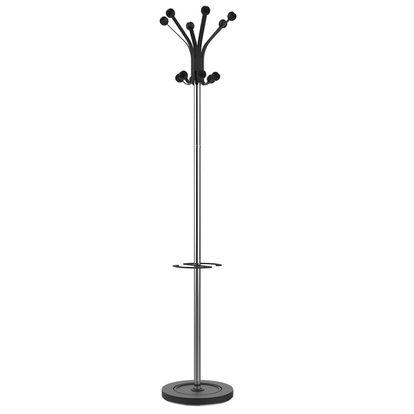 Unilux Perchero Hakea - Elegante Diseño en Negro y Cromado - Resistente y Duradero - Ideal para Colgar Abrigos y Accesorios