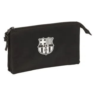 Safta F.C.Barcelona Chica Portatodo - 3 Compartimentos con Cremalleras - 0.6L - Bolsillo Interior - 220x30x120mm - Color Negro