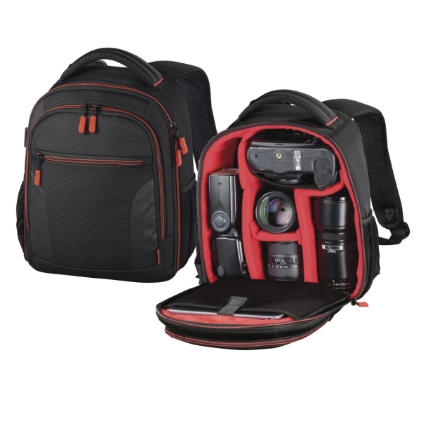 Hama Miami Mochila para Camara - Capacidad 5L - Poliester - Compartimentos Separados para Objetivos - Asa de Mano - 22x10x24cm - Color Negro