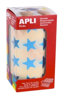 Apli Gomets Estrella Azul Metalizado - Tamaño 19.5mm - Adhesivo Permanente - 1416 Gomets por Rollo - Ideal para Actividades Creativas con Niños