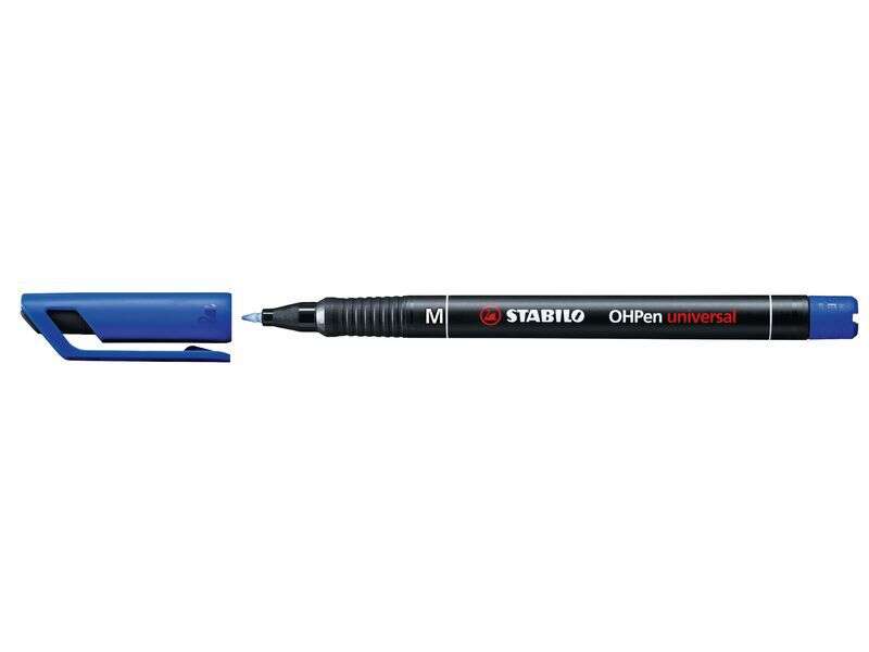 Stabilo OHPen Rotulador Permanente - Punta Media - Trazo de 1mm - Agarre Antideslizante - Tapon Ventilado - Color Azul · Pack de 10 uds.