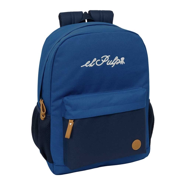 Safta el Pulpo Mochila - Adaptable a Carro - Bolsillo Frontal - Espalda Acolchada - Cremallera con Doble Tirador - Asa de Mano - Hombreras Ergonomicas - 32x43x14cm - Color Azul Marino