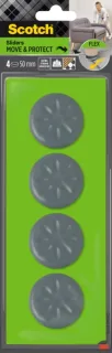 Scotch Move and Protect Flex Pack de 4 Patines Deslizantes Adhesivos - Diametro de 50mm - Soporta hasta 400kg - Color Gris