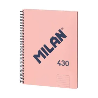 Milan Serie 1918 Cuaderno Espiral Formato A4 Pautado 7mm - 80 Hojas de 95 gr/m2 - Microperforado, 4 Taladros - Color Rosa