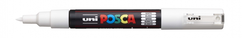 Posca PC-1M Marcador de Pintura - Punta de Poliester Conica 0.7mm - Tinta Base al Agua - Resistente a la Luz - No Permanente - Color Blanco · Pack de 6 uds.
