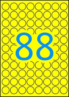 Apli Pack de 704 Etiquetas Redondas Ø 16mm - 8 Hojas A5 por 88 Etiquetas - Adhesivo Permanente - Color Amarillo