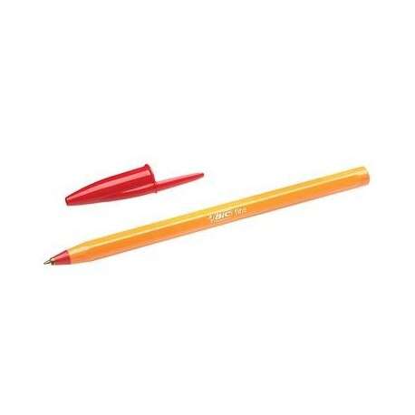 Bic Orange Original Fine Boligrafo de Bola - Punta Redonda de 0.8mm - Trazo de 0.30mm - Tinta con Base de Aceite - Cuerpo Naranja - Color Rojo · Pack de 20 uds.