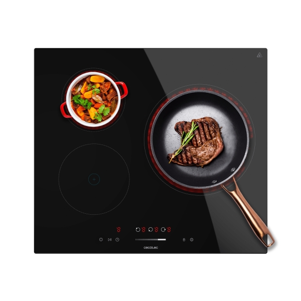 Cecotec Bolero SquadV 3100 Cocina Vitroceramica Encastrable - 5700W - 3 Zonas - Temporizador - Seguro Infantil - Control Tactil - 9 Niveles de Potencia - Indicador de Calor Residual - Color
