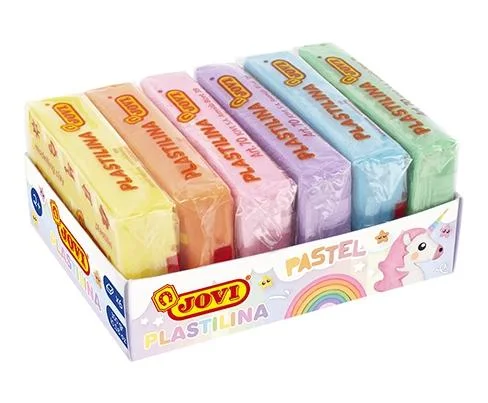 Jovi Pack de 6 Pastillas de Plastilina 50gr - 100% Vegetal - Muy Moldeable - No Se Seca - Colores Mezclables - Colores Pastel Surtidos