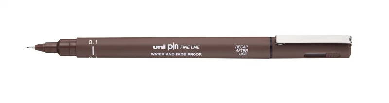 Uni-ball PIN01-200 Rotulador Calibrado - Punta Poliacetal 0.1mm - Tinta Pigmentada Resistente al Agua y Luz - Color Sepia · Pack de 12 uds.