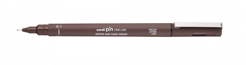 Uni-ball PIN01-200 Rotulador Calibrado - Punta Poliacetal 0.1mm - Tinta Pigmentada Resistente al Agua y Luz - Color Sepia · Pack de 12 uds.