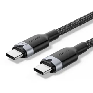Vention Cable USB-C - Potencia hasta 240W - Longitud 1m - Recubrimiento de Nailon Trenzado - Velocidad hasta 480Mbps - Color Negro