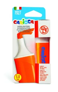 Carioca Memolight Subrayador - Punta Biselada de 5mm - Color Brillante y Lavable - Tinta a Base de Agua - Color Naranja