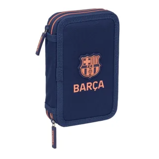 Safta F.C.Barcelona 2ª Equipacion Plumier de 2 Pisos - 29 Piezas - 1L - Goma - Lapiz - Boligrafos - Sacapuntas - 10 Colores - 14 Rotuladores - 125x40x195mm - Color Azul Marino