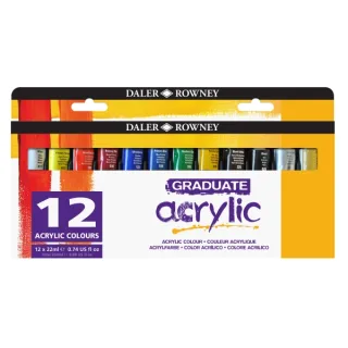 Daler Rowney Graduate Pack de 12 Pinturas Acrilicas - 22ml - Colores Surtidos