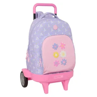 Safta Bouquet Mochila con Carro - Extraible - Bolsillo Frontal - Ruedas Antivibracion - Hombreras Acolchadas - Asa Acolchada Superior - Sistema de Bloqueo - 33L - 330x220x450mm - Color Viole
