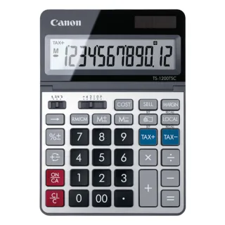 Canon TS-1200TSC Calculadora de Sobremesa con Pantalla LCD Ajustable de 12 Digitos - Realiza Calculos de Costos, Precios de Venta y Margenes de Ganancia - Alimentacion Solar y Pilas - Color