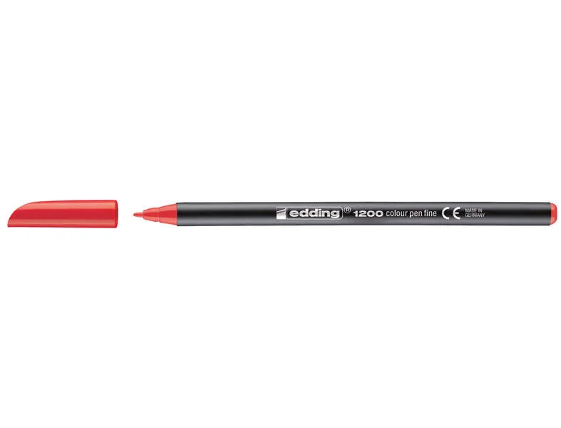 Edding 1200 Rotulador - Punta Redonda - Trazo entre 0.5 y 1 mm. - Tinta con Base de Agua - Color Rojo · Pack de 10 uds.