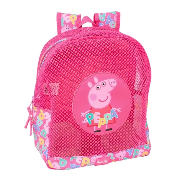 Safta Peppa Pig Mochila - Rejilla Anti-Arena - Doble Tirador - Hombreras Acolchadas - Asa Superior - 13.15L - 320x120x380mm - Color Rosa