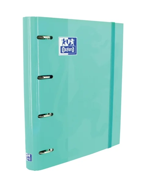 Oxford Europeanbinder Classic A4+ Carpeta de Anillas con Recambio Cuadricula 5x5 - Tapa Extradura - Cierre con Goma Elastica - Color Ice Mint