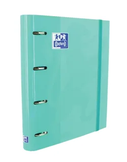 Oxford Europeanbinder Classic A4+ Carpeta de Anillas con Recambio Cuadricula 5x5 - Tapa Extradura - Cierre con Goma Elastica - Color Ice Mint