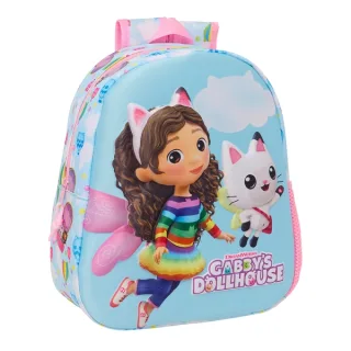 Safta Gabby'S Dollhouse Mochila 3D - Asa de Mano - Portabotellas Lateral - 27x33x10cm - Color Azul Claro