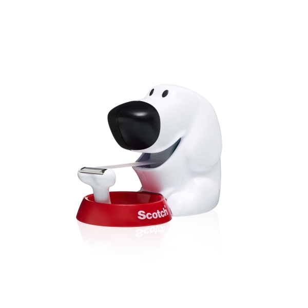 Scotch Magic Dispensador de Cinta Adhesiva - Para Rollos de hasta 19mm x 8.89m - Incluye 1 Cinta Adhesiva - Forma de Perro - Color Transparente