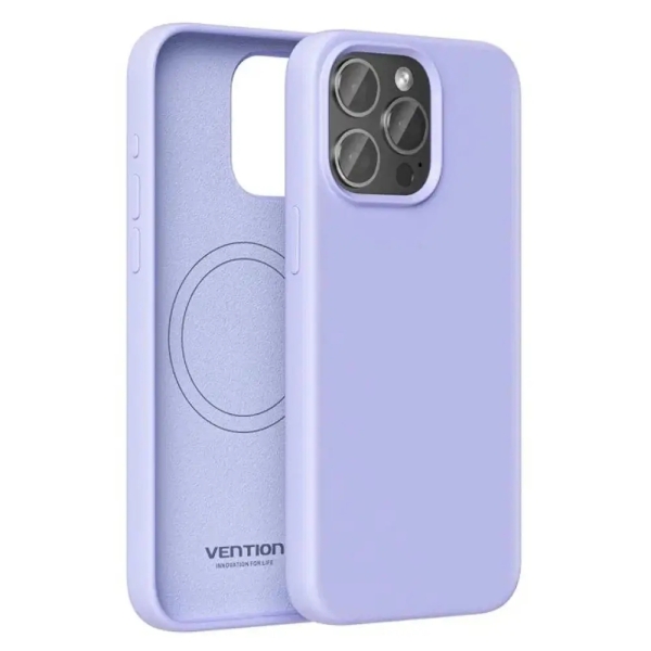 Vention Funda de Silicona para Iphone 14 - Anillo Magnetico MagSafe - Forro Interior de Microfibra - Color Morado