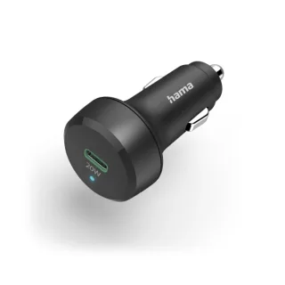 Hama Cargador de Coche 20W - Pantalla LED - Power Delivery - USB-C - Qualcomm 2.0 - Color Negro