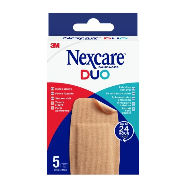 Nexcare Duo Pack de 5 Apositos Surtidos - Transpirables - Resistente al Agua - Retirada Sin Dolor - Color Piel