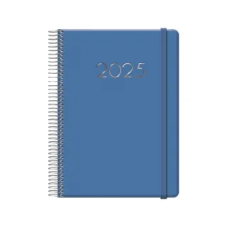 Dohe Denver Agenda Anual - Dia Pagina - Sabado y Domingo misma Pagina - Cierre con Goma Elastica - Tamaño 15x21cm - Color Azul