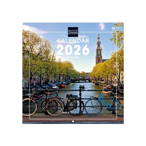Finocam Calendario de Pared Internacional - Anual 2026 - Imagenes Variadas - 311x5x305mm - Tematica de Amsterdam