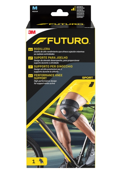 Futuro Rodillera - M (38.1 - 43.2cm) - Uso de Alto Rendimiento - Forma Anatomica - Transpirable - Color Gris Oscuro