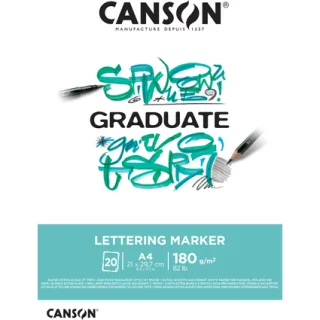 Canson Graduate Lettering Rotulador Bloc Encolado de 20 Hojas A4 - 180g - Satinado - Color Blanco