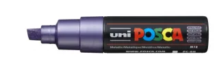 Posca PC-8K Marcador de Pintura - Punta Biselada Acrilica 8mm - Tinta Base al Agua - No Permanente - Resistente a la Luz - Color Violeta Metálico · Pack de 6 uds.