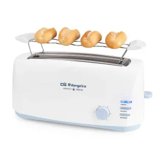 Orbegozo TO 4500 Tostadora Doble Ranura Larga - Desconexion Automatica - Potencia 1400W - 6 Niveles de Tostado - Funcion Descongelacion y Recalentamiento - Calienta Panecillos - Luces LED de