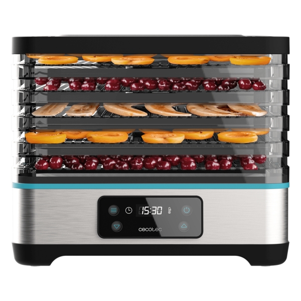 Cecotec VitaDry Pro Deshidratador de Alimentos - 300W - Bandejas Ajustables - Control Digital Preciso - Temporizador - Temperatura de 35 a 70°C - Acabados en Acero Inoxidable - Silencioso -