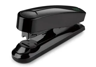 Novus B 4FC re+new Grapadora de Sobremesa - Fabricada con Plastico Reciclado - Hasta 50 Hojas - Grapado Plano Abierto, Cerrado y Clavado - Incluye 200 Grapas - Color Negro
