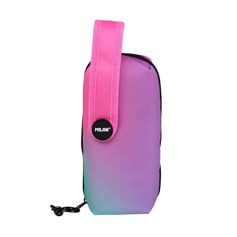 Milan Sunset Pink Pack de 4 Estuches Portatodo con Contenido de Serie - Contenido: Goma de Borrar, 2 Sacapuntas, Lapiz de Grafito HB, 3 Boligrafos Capsule, Regla de 15cm, 12 Lapices de Color