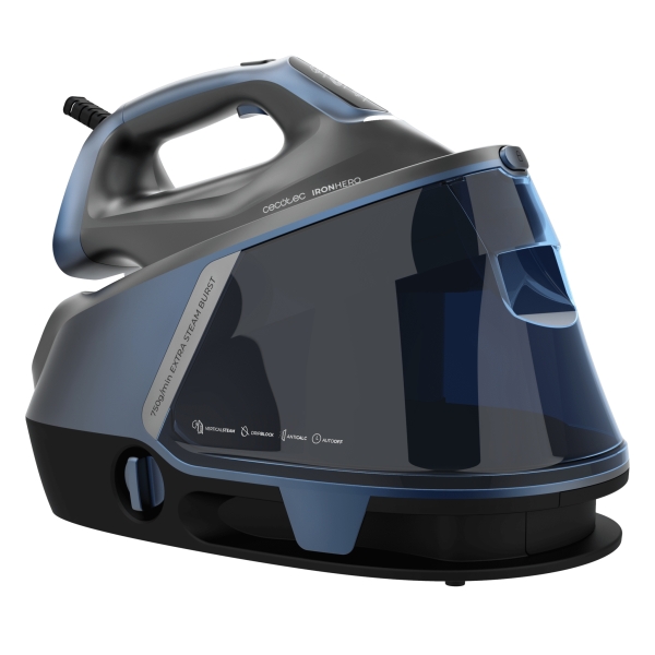Cecotec H-3000 Station Geyser Centro de Planchado - 3000W - Vapor Continuo 155g/min - Suela Ceramica - Sistema Antigoteo - Pantalla Tactil - Antical - Apagado Automatico Seguro - Color Negro
