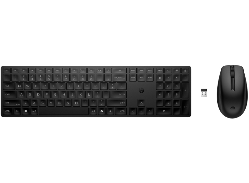 HP 655 Combo Teclado y Raton Inalambricos 2.4GHz - 24 Teclas Programables Raton Optico Multi‑Superficie 4000 DPI - Teclas Silenciosas - Diseño Ergonomico - Color Negro