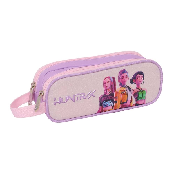 Safta K-Pop Demon Hunters Iconic Portatodo - 2 Compartimentos con Cremallera - Asa Lateral - Capacidad 1L - 21x8x6cm - Color Lavanda