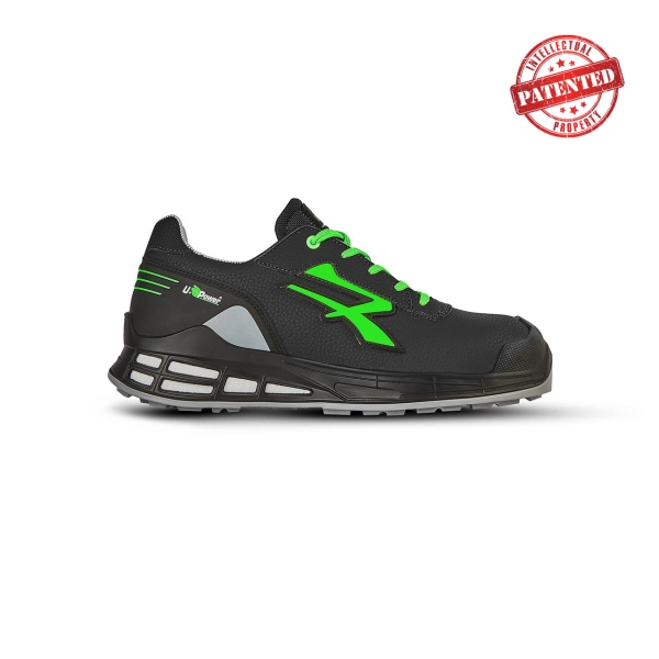 Upower Jago S ESD Calzado de Seguridad con Proteccion S3S CI FO SR - Talla 35 - Microfibra Hidrofuga, Puntera AirToe Aluminium, Plantilla Antiperforacion - Color Negro/Verde