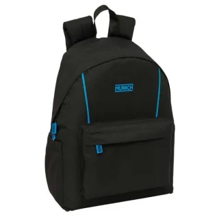 Safta Munich Road Mochila para Portatil hasta 14.1" - Interior Acolchado - Bolsillo Frontal - Portabotellas - Tirador Doble - Hombreras Ergonomicas - Asa Superior - 310x130x430mm - Color Neg
