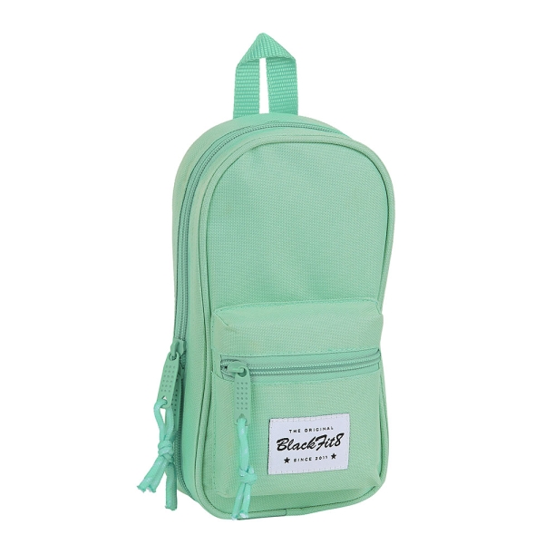 Safta Blackfit8 Plumier Mochila Vacio - 4 Compartimentos Internos - Cremallera Doble - Bolsillo Frontal - Asa Superior - 1.4L - 120x50x230mm - Color Turquesa