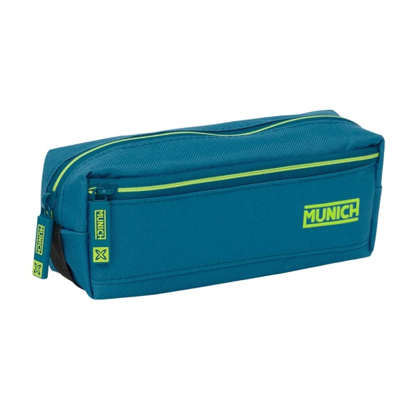 Safta Munich Land Portatodo - 3 Compartimentos con Cremalleras - Goma Elastica - 0.98L - 220x60x85mm - Color Azul Oscuro