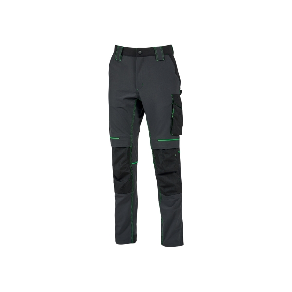 Upower Atom Pantalon de Tejido Elastico - Talla 2XL - Resistente al Agua, Transpirable, Secado Rapido, Bolsillos Multifuncionales, Proteccion Lumbar, Rodilleras Certificadas PPE CAT.1 - Colo