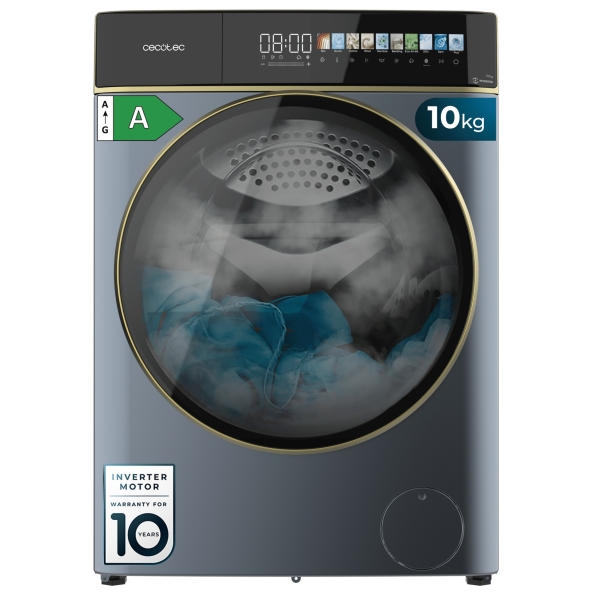 Cecotec Bolero DressCode 10900 Inverter FullColor Ice Blue A Lavadora de Carga Frontal - Capacidad 10kg - Velocidad 1400rpm - Pantalla 10.3" - Puerta XXL - Motor Inverter - 11 Programas - Co